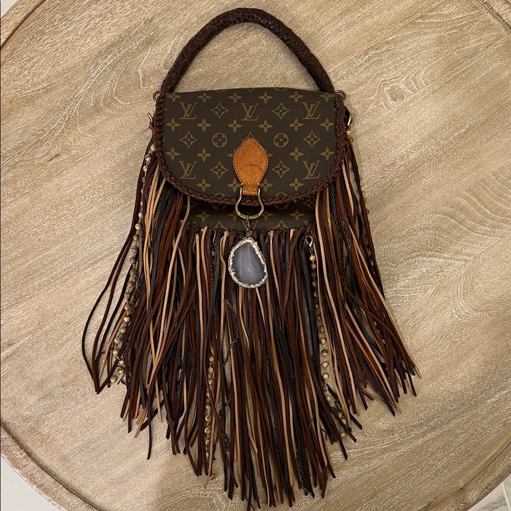 Vintage Boho World Traveler Fringe Designer Handbag